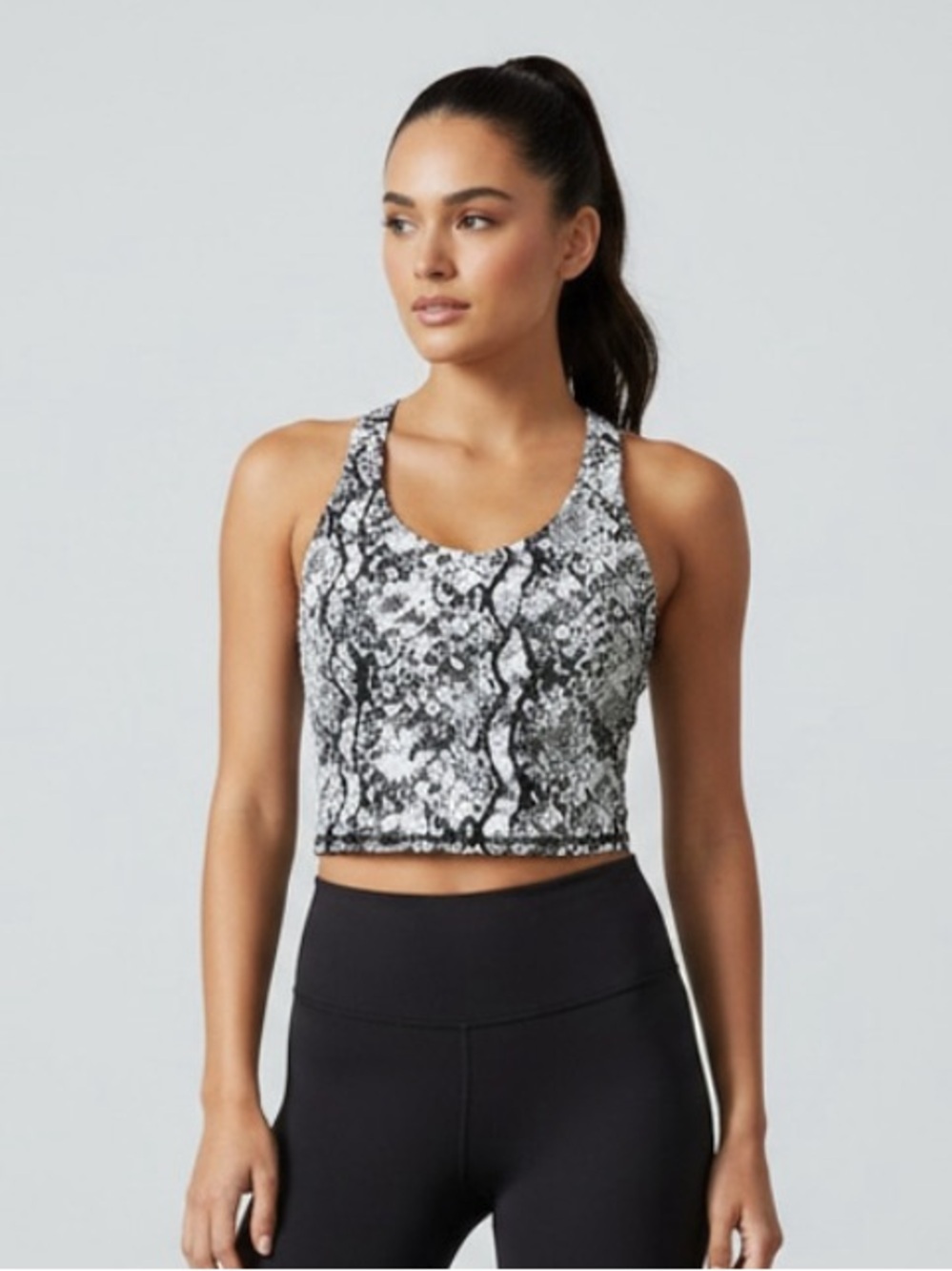 Kyodan Snakeskin Print Athleisure Sports Bra Crop Top Built in Bra Size XS